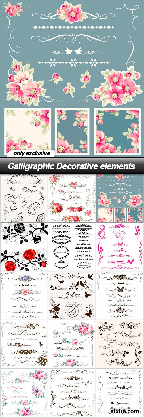 Calligraphic Decorative elements - 15 EPS