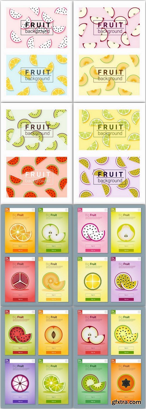Colorful Fruits banner for app design - 16 EPS