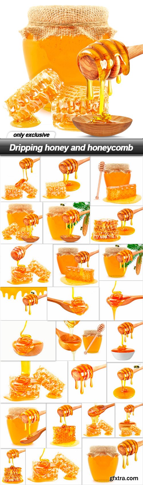 Dripping honey and honeycomb - 25 UHQ JPEG