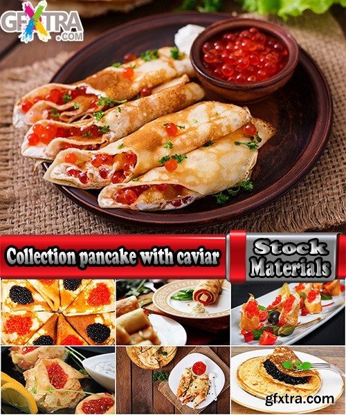 Collection pancake with red caviar black 25 HQ Jpeg