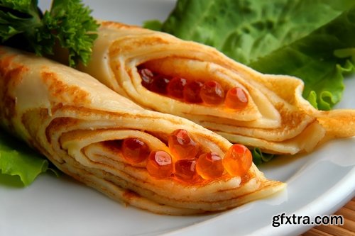 Collection pancake with red caviar black 25 HQ Jpeg