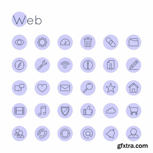 Collection icon flat web design element of various subjects 25 EPS