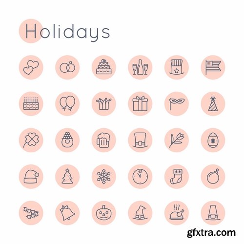 Collection icon flat web design element of various subjects 25 EPS