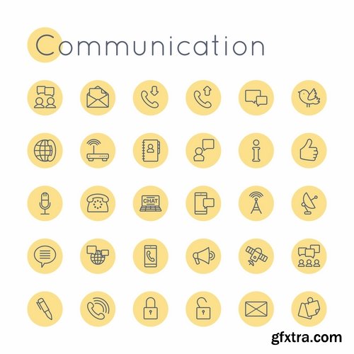 Collection icon flat web design element of various subjects 25 EPS