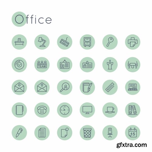 Collection icon flat web design element of various subjects 25 EPS