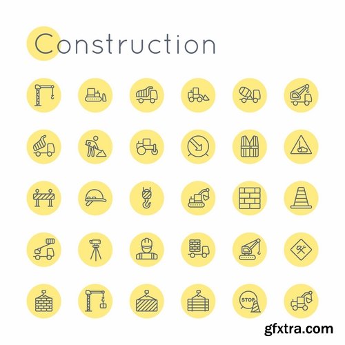 Collection icon flat web design element of various subjects 25 EPS