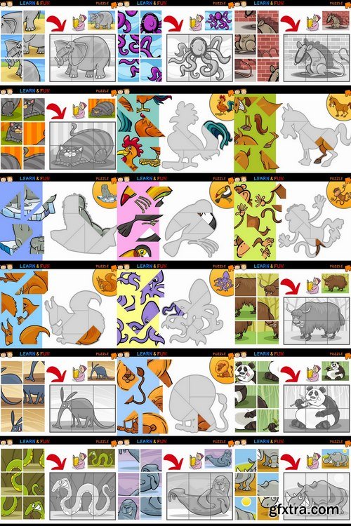 Collection children\'s conundrum puzzle illustration animal baby book 25 EPS