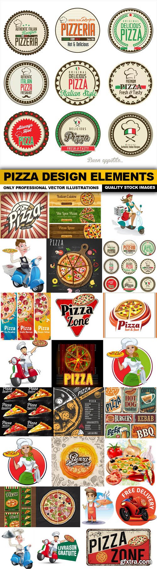 Pizza Design Elements - 25 Vector