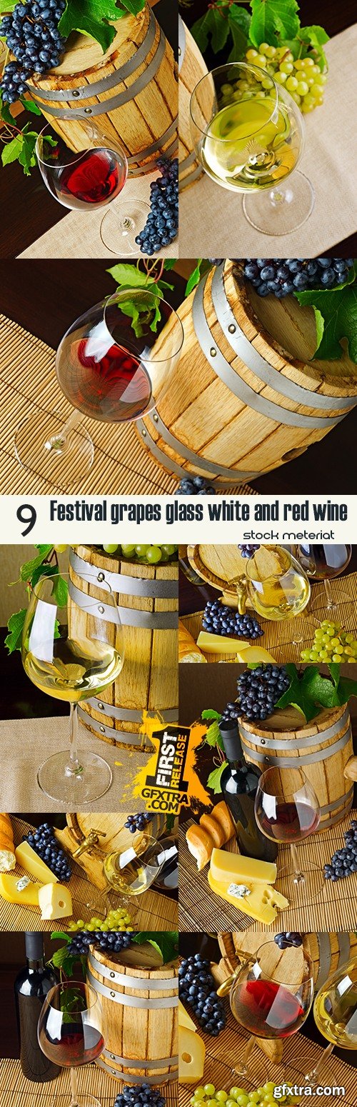 Festival grapes glass white and red wine