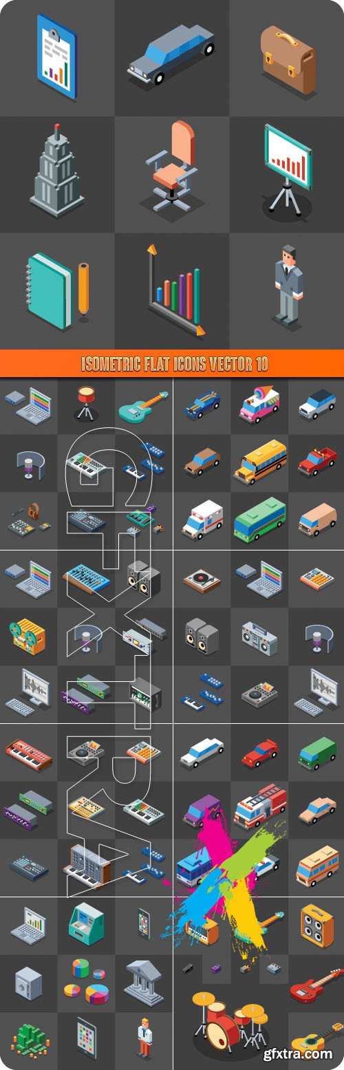 Isometric flat icons vector 10