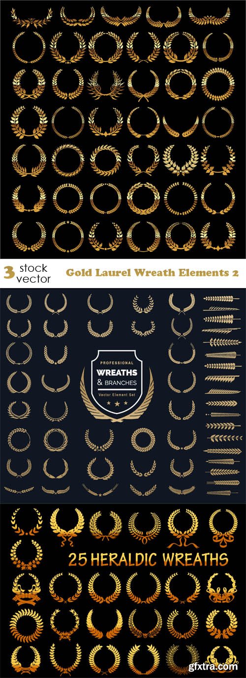 Vectors - Gold Laurel Wreath Elements 2