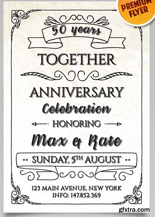 Anniversary Invitation Flyer V1 PSD Template + Facebook Cover