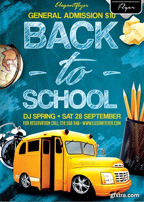 Back to School Party V7 Flyer PSD Template + Facebook Cover