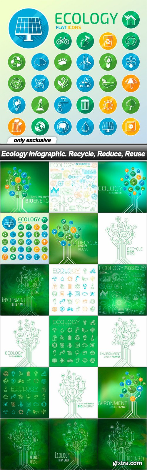 Ecology Infographic. Recycle, Reduce, Reuse - 18 EPS