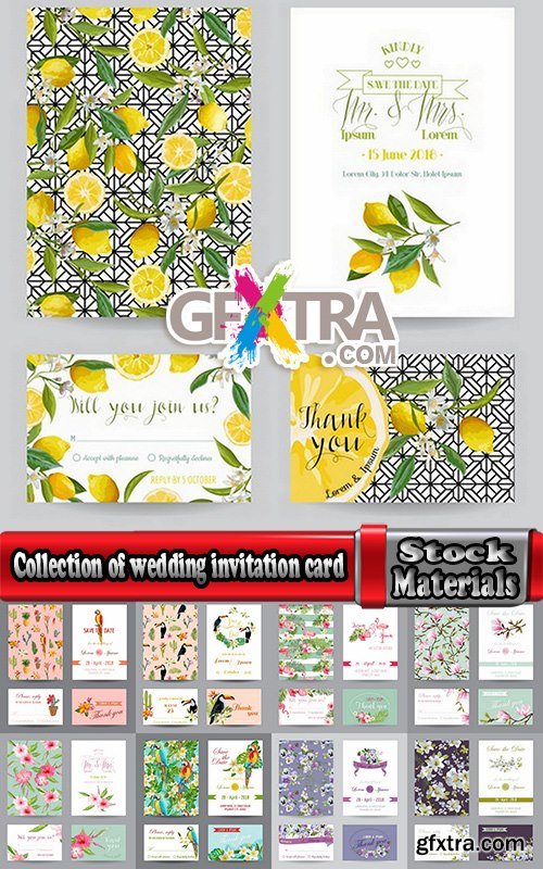 Collection of wedding invitation card flyer template banner 25 EPS