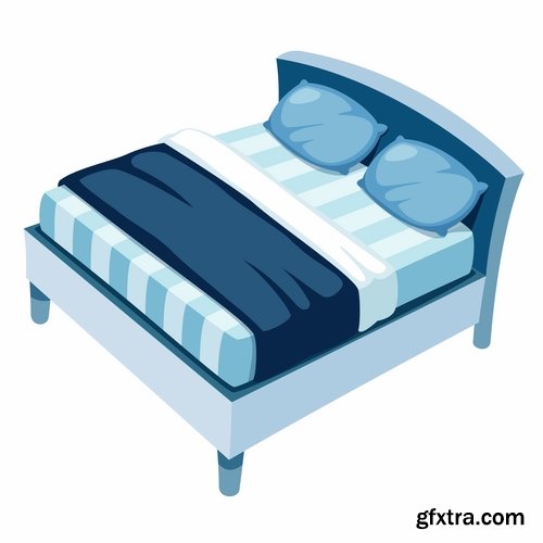 Collection of interior bed sleep cartoon 25 EPS