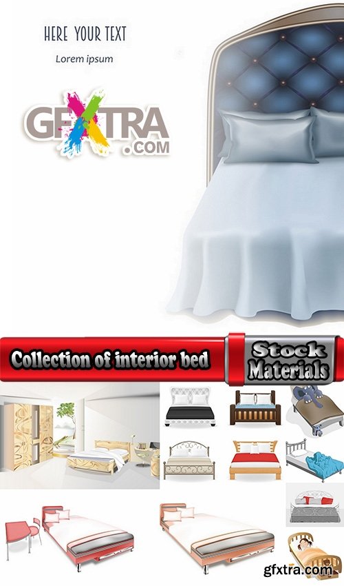 Collection of interior bed sleep cartoon 25 EPS