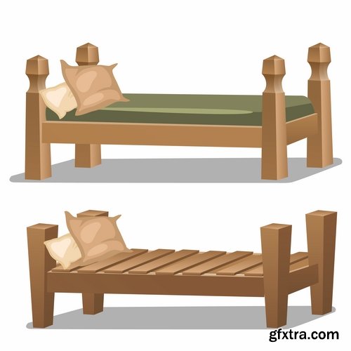 Collection of interior bed sleep cartoon 25 EPS