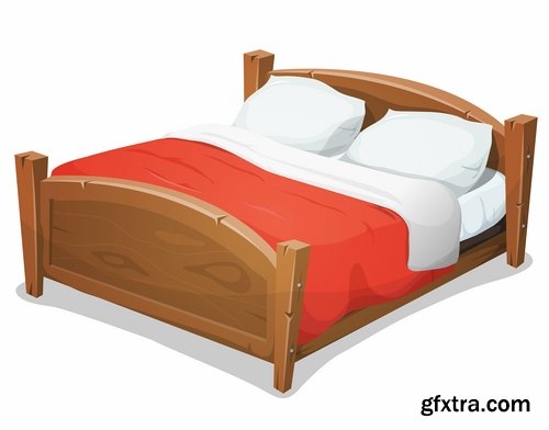 Collection of interior bed sleep cartoon 25 EPS