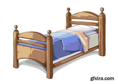 Collection of interior bed sleep cartoon 25 EPS