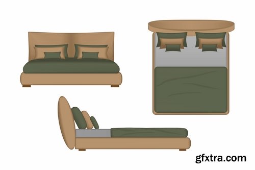 Collection of interior bed sleep cartoon 25 EPS