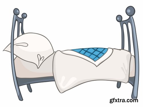 Collection of interior bed sleep cartoon 25 EPS