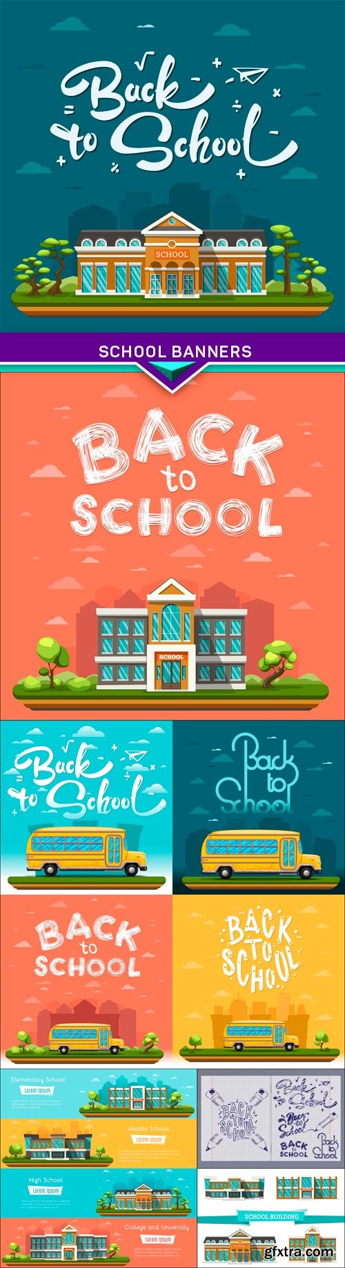 School banners Vector illustration 6X EPS