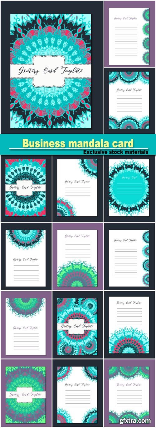 Business mandala card template, oriental ethnic pattern