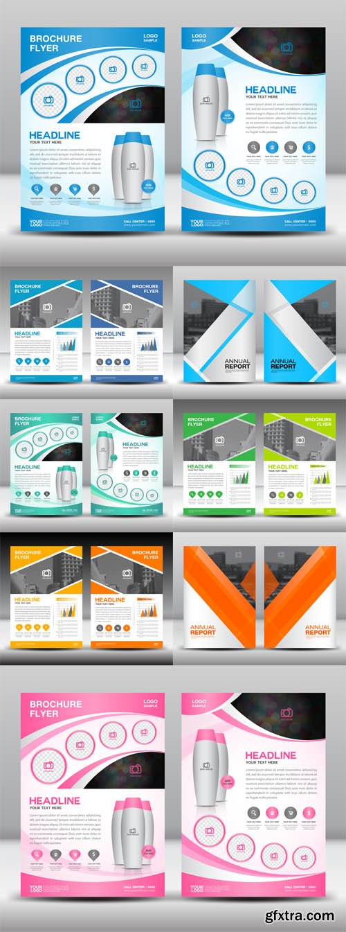 Vector Set - Brochures flyers design layout template in A4 size 2