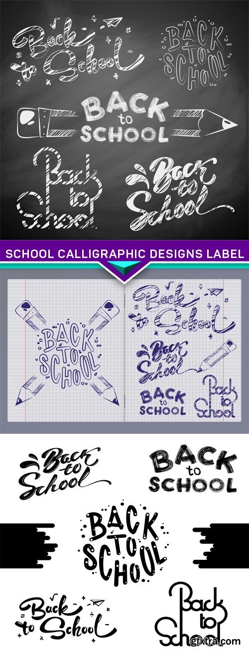 School Calligraphic Designs Label 3X EPS