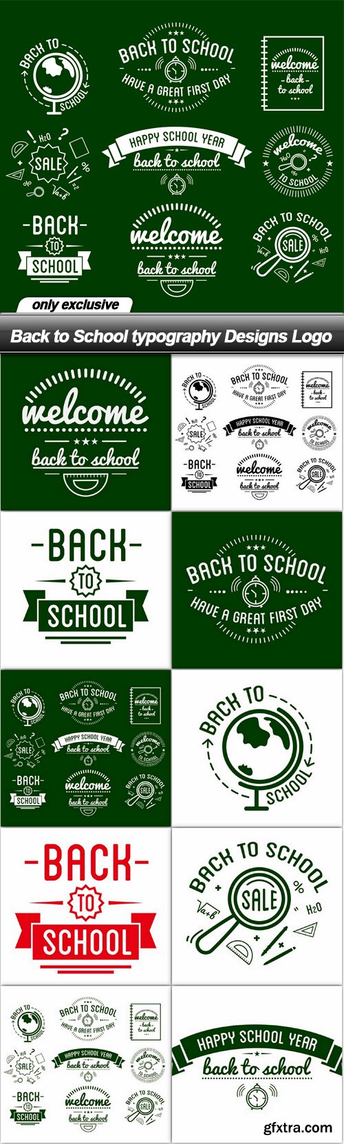 Back to School typography Designs Logo - 10 EPS