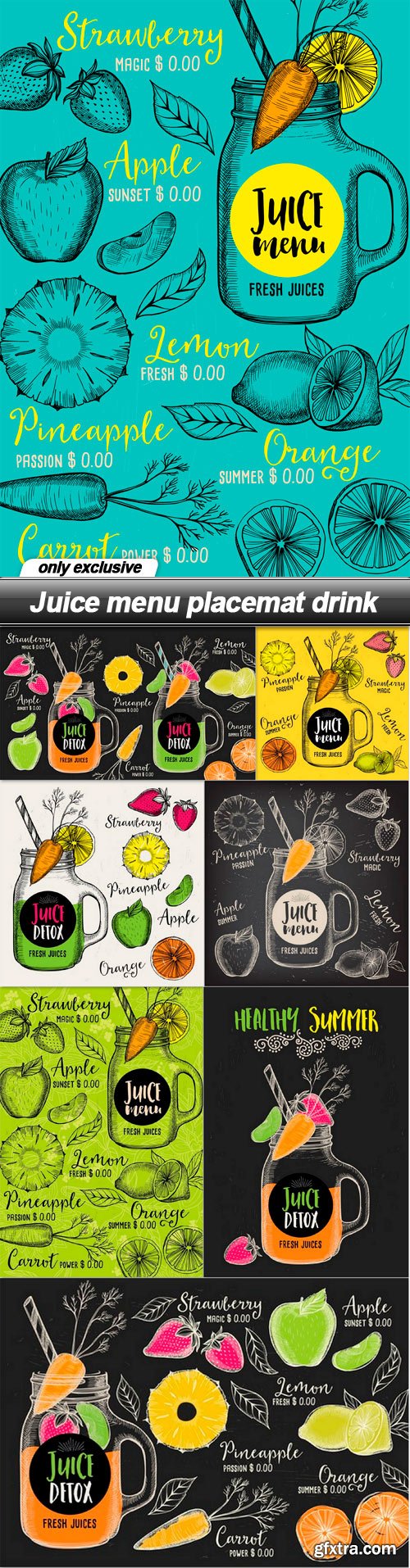 Juice menu placemat drink - 8 EPS