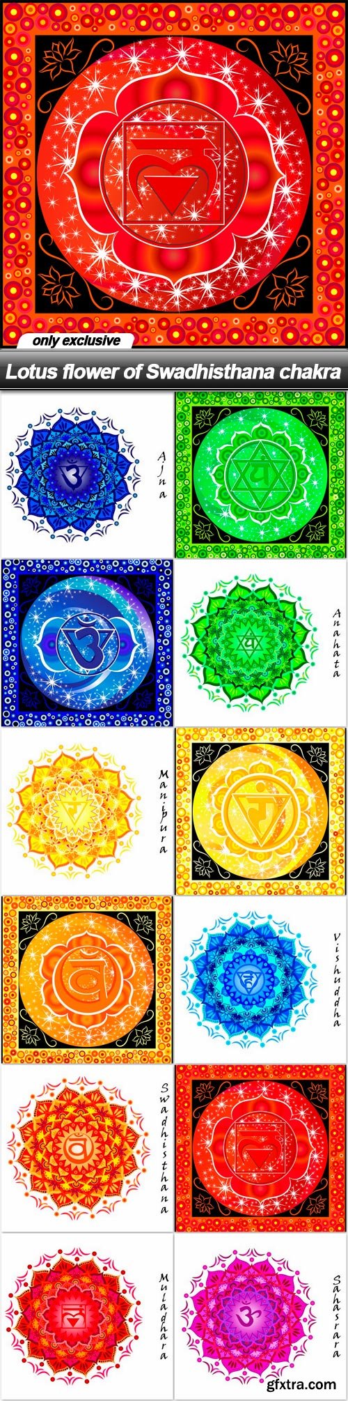 Lotus flower of Swadhisthana chakra - 12 EPS