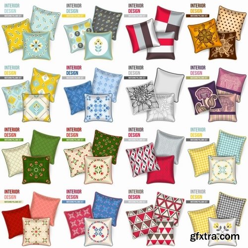 Collection pillow image pattern example template interior bed 2-25 EPS