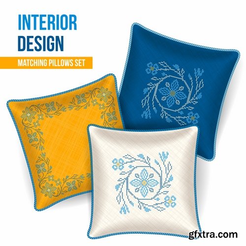 Collection pillow image pattern example template interior bed 2-25 EPS