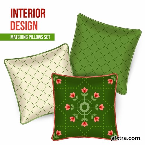 Collection pillow image pattern example template interior bed 2-25 EPS