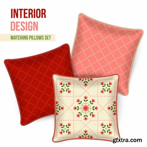 Collection pillow image pattern example template interior bed 2-25 EPS