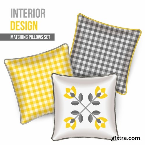 Collection pillow image pattern example template interior bed 2-25 EPS