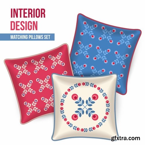 Collection pillow image pattern example template interior bed 2-25 EPS