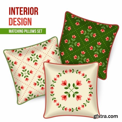 Collection pillow image pattern example template interior bed 2-25 EPS