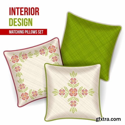 Collection pillow image pattern example template interior bed 2-25 EPS