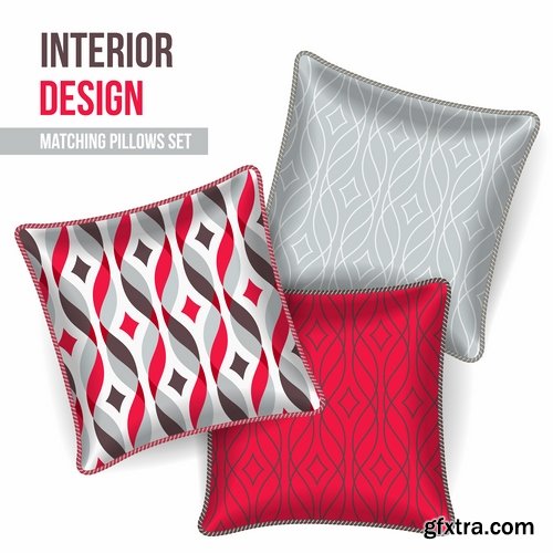 Collection pillow image pattern example template interior bed 2-25 EPS