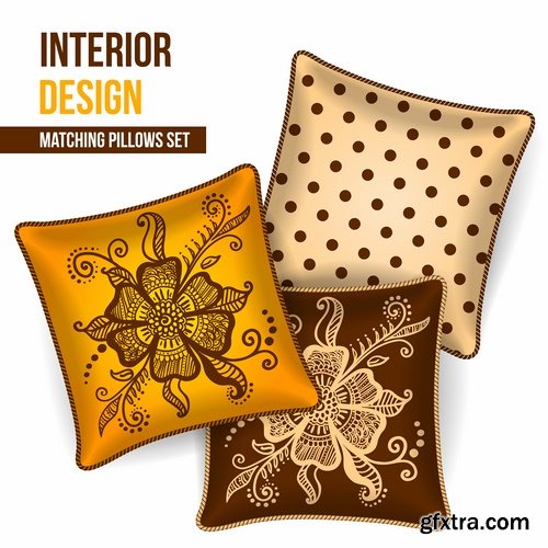 Collection pillow image pattern example template interior bed 2-25 EPS