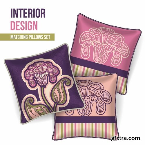 Collection pillow image pattern example template interior bed 2-25 EPS