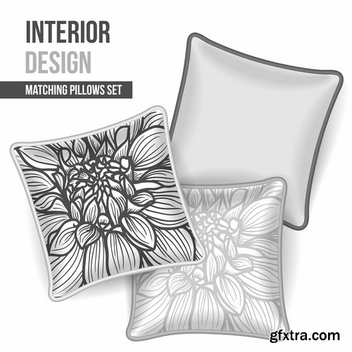 Collection pillow image pattern example template interior bed 2-25 EPS