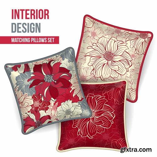 Collection pillow image pattern example template interior bed 2-25 EPS