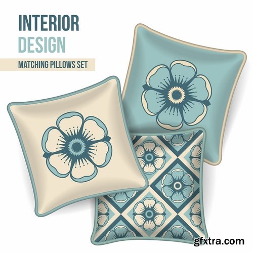 Collection pillow image pattern example template interior bed 2-25 EPS