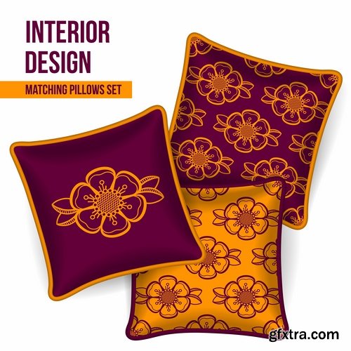 Collection pillow image pattern example template interior bed 2-25 EPS