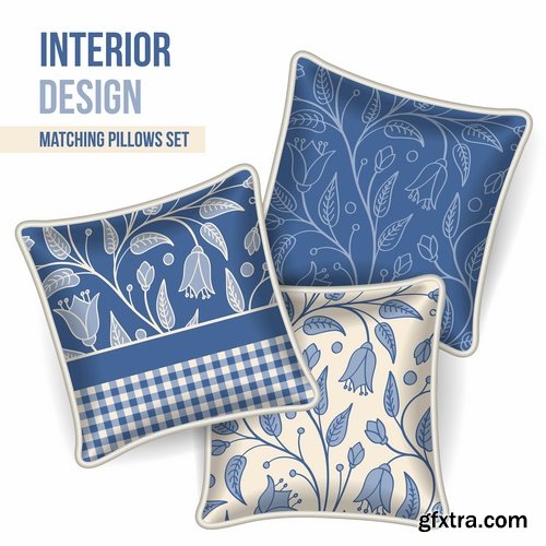 Collection pillow image pattern example template interior bed 2-25 EPS