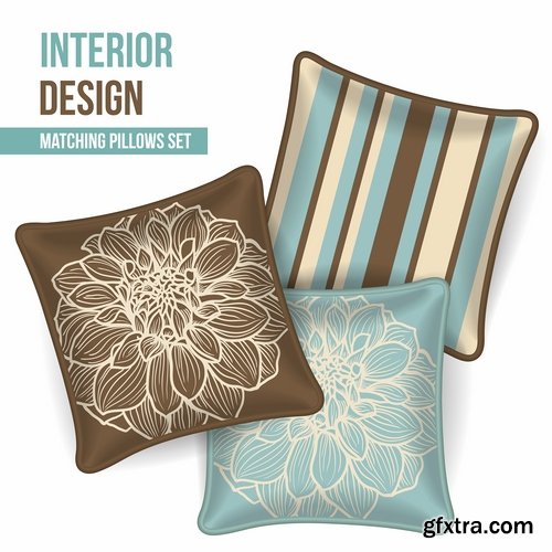 Collection pillow image pattern example template interior bed 2-25 EPS